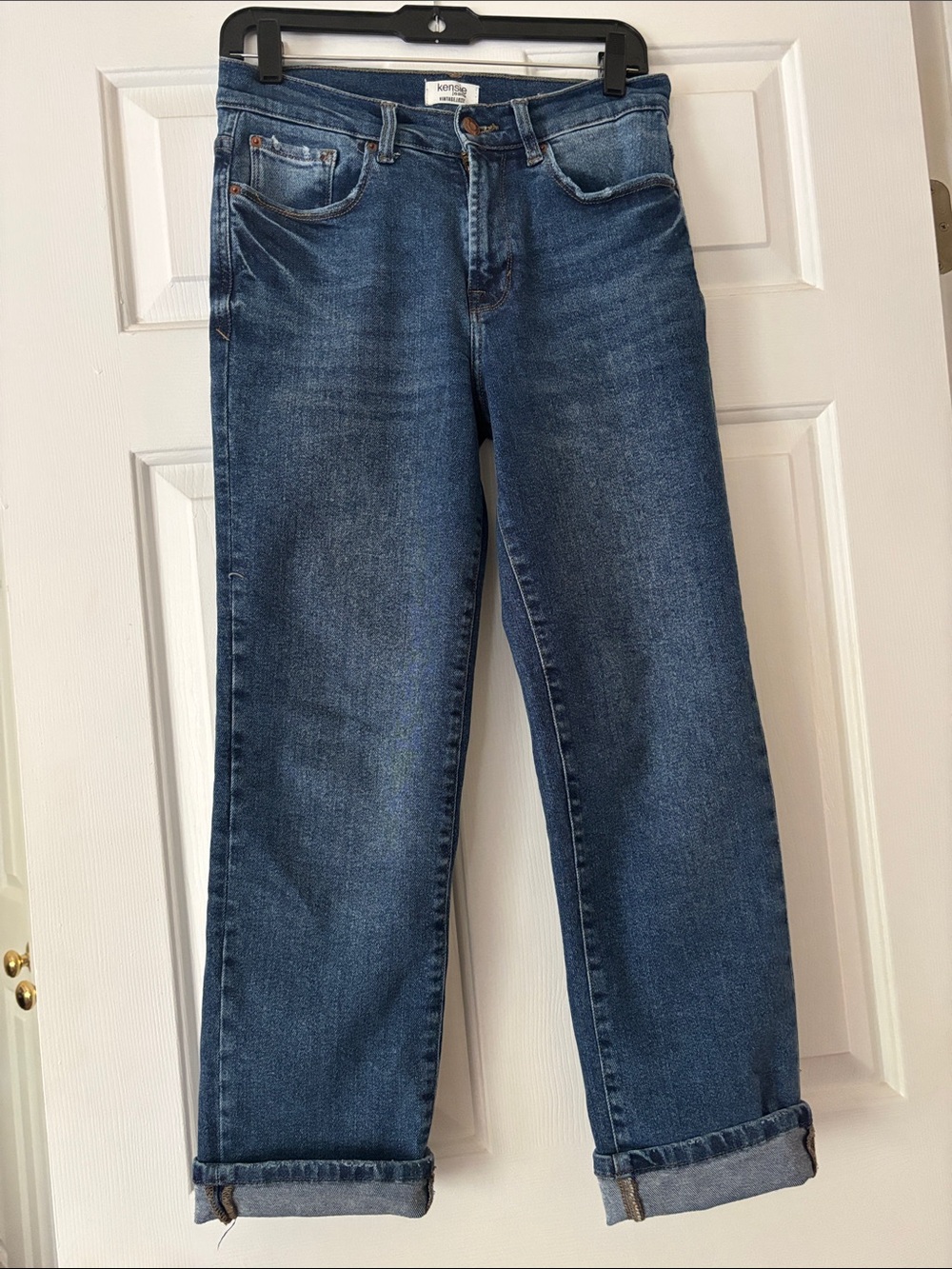 Kensie The Ella High-Rise Straight Jeans in Denim Blue